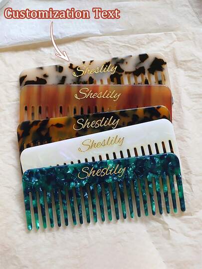 1pc Customized Laser Engraved Hair Clip Comb - Personalized Name Design, Vintage Acetate Fiber, Pearl Texture, Elegant Hair Accessory For Women, Perfect Gift For Birthday, Bridesmaid, Bride, Mother, Valentine's Day