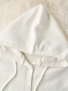 Women'S Casual Yellow Color Block Hooded Sweater - Cozy Long Sleeve Cardigan With Button Details, Perfect For Fall/Winter, Relaxed Fit, Long Sleeve Sweater - 黃色 - 查看 5