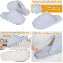 RAINSMORE Pantuflas Mujer Cmoda Pantuflas para Mujer Slippers Women Antideslizante Zapatillas de Casa Pantuflas Clidas de Invierno con Cierre de Velln Cmoda Zapatillas Casa - rosa+24-25 - Ver 10
