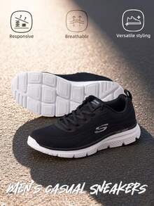 Skechers 男士跑步鞋、健身训练休闲运动鞋、减震极简舒适鞋，8790345-BKW - 黑與白 - 查看 1