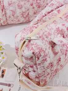 1pc Pink Printed Children's Travel Bag Features A Convenient Handle And Crossbody Strap, Making It Lightweight And Easy To Carry. It Can Be Hung On A Suitcase Or Worn Crossbody. Made From Easy-To-Clean Materials, This Stylish And Lightweight Children's Travel Organizer Can Hold Children's Daily Necessities, Changes Of Clothes, Socks, Shoes - Multicolor - View 7