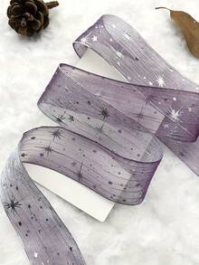 星空图案欧根纱丝带，花束包装丝带蝴蝶结手工DIY，美术用品，工艺品和缝纫 - 礼品包装用品 - 礼品包装丝带和胶带 - 白色、红色、粉色、灰色、蓝色、紫色 - 尼龙材质 - 彩色 - 查看 11