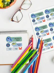 Etiquetas personalizadas con nombre, etiquetas adhesivas con nombre resistentes al agua (material de vinilo), etiquetas para la escuela, etiquetas para guardería, etiquetas para campamento, etiquetas para útiles escolares | Etiquetas lavables a máquina (adecuadas para jóvenes) - Multicolor - Ver 10