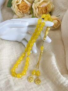 1pc 33pcs Oval Glass Bead Bracelet, Classic & Elegant, Suitable For Men's Daily Wear, TASBIH