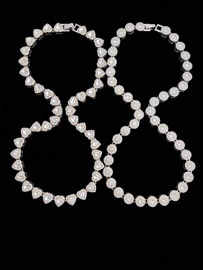 1 pieza Collar de cadena con corazón y cadena redonda estilo hip hop y punk para mujer, collar de cadena totalmente cubierto de diamante de imitación, joyería elegante y de moda, adecuado para uso diario o fiestas, regalo del Día de San Valentín, 2 estilos disponibles