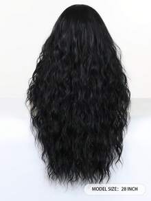 时尚女士长款波浪卷发假发 - 黑色 Kanekalon 高温丝，可调节帽型，适合所有肤色，浓密卷发，无蕾丝高温丝全头假发，适合日常佩戴 - 自然黑 - 查看 6