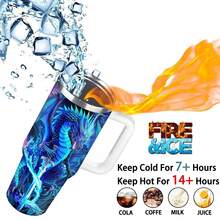 1 Piece 40 Oz Mysterious Dragon Cup With Lid, Insulated Travel Cup, Gift For Dad, Mom, Sister, Perfect For Halloween, Independence Day, Birthday Gift, Coffee Cup, Strange Things, Coffee Cup, Water Bottle, Gifts For Women, Durable Stainless Steel Water Bottle With Detachable Cup For Daily Use - 白色 - 查看 5