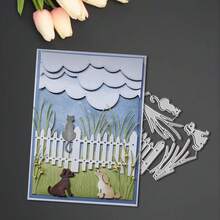 Creative Fences And Clouds Metal Cutting Dies, DIY Scrapbooking Album And Embossing Stencil, Greeting Card Making Tool, Card Paper Cutting Crafts ,Gift Card Making Template Die Cuts. - Silver - View 5