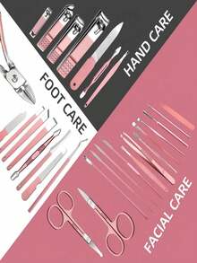 30 件经典美甲和修脚工具套装，包括指甲钳、角质层钳、镊子、指甲锉和不锈钢角质层推刀 - 无香美甲和修脚套装
