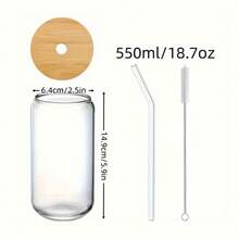 1pc 18.7oz/550ml Glass Cup With Natural Bamboo Lid, Straw, Straw Brush, Personalized Birthday Flower Glass Cup With Name & Birthday Flower, Coffee Mug, Customizable Name Coffee Cup, Suitable For Birthday Gift, Bridesmaid Gift, Wedding Gift, Office, Bachelorette Party, Elegant & Romantic, Great For Mom, Wife, Girlfriend, Christmas, Valentine's Day, Mother's Day And More - Transparent - View 8