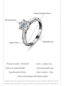 1 Carat Moissanite 925 Sterling Silver Jewelry Set - 1 Carat Moissanite Ring, 1 Carat Moissanite Pendant Necklace, 1 Carat Moissanite Earrings - 1 Carat Moissanite 3 PiecesJewelry Set - Valentine's Day Gift - Silver - View 10