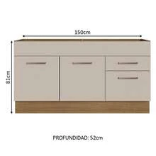 Gabinete Bajo Cocina Madesa Agata 150cm Sin Encimera MC 10 - Multicolor - Ver 3