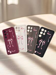 1pc Pink Ribbon Bow Tie Pattern Phone Case Coquette Aesthetic Sweet Feminine Style For Teenagers Holiday Compatible With Samsung Galaxy S26Ultra S26Plus S26 S25 S24FE S24 S23 S22 S21FE S21Ultra Plus Note20 Note20Ultra A13 A14 A15 A16 A17 A33 A34 A35 A36 A52 A53 A54 Case - 咖啡棕 - 查看 3