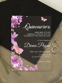 Elegant transparent akrylbröllopsinbjudningskort, blommig akvarelldesign - Anpassningsbar bruddusch-/trädgårdsbröllopsinbjudan. Unik blommig akrylbröllopsinbjudan - Transparent bruddusch-/trädgårdsbröllopsfestinbjudningskort, anpassningsbara bröllopstillbehör - Multifärgad - Visa 34