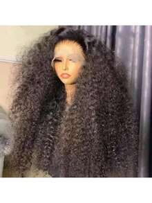 200% Density Deep Curly Human Brazilian Hair 34 Inch 13x4 13x6 HD Undetectable Lace Frontal Glueless Wigs And Wet And Wave Bouncy Jerry Curly Wear And Go 5*5 Glueless Lace Closure Wig For Women Pre Plucked Pre Bleached Knot Ear To Ear Large Area Lace Front Wig Daily Party High Temperature Resistant Fiber Synthetic Blended Mixed Hair Wig - Natural & Black - View 32