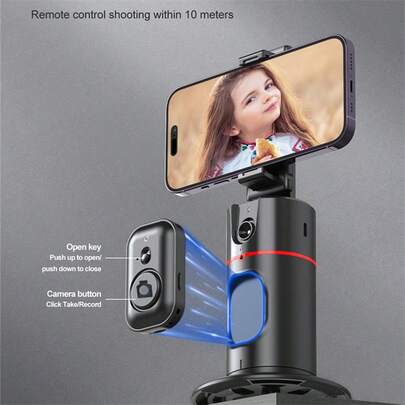 Stabilizer 360°Auto Face Tracking AI Gimbal All-In-One Desktop Phone Holder Monopod For Smartphone Video Vlog Live With Remote For Live Streaming, Vlog,Family Gatherings, Christmas Party Shooting,For Handheld Selfie, Outdoor Activities, Interviews Compatible With Iphone Android Phone For Summer Vacation, Travel,Outdoor Activities, Live Streaming Selfie Stick