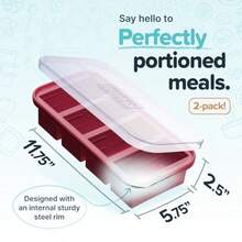 1 Cup Silicone Freezer Tray With Lids For Storing Broth Leftovers Rice Sauce And More Silicone Soup Freezer Molds For Meal Prep Cranberry 2-Pack - 蔓越莓 - 查看 2
