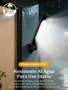Luces solares al aire libre a prueba de agua, luces solares de la calle con sensor de movimiento,3 modos , control remoto solar de inundación luces de segurida d, lote de estacionamiento solar de iluminación comercial para Yard Camino Jardín puerta principal - 2 piezas - Ver 4