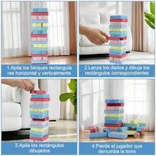 Juego De Torre Juegos de Construccion Tabla de Apilamiento con Dado Juguete Didactico Juego de Mesa Macaron-48pzsDiversión infantil, alegría, juguetes necesarios para niños - Macarrones 48 piezas - Ver 5