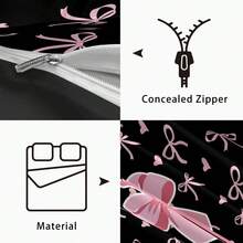 3pcs Bedding Set (1 Duvet Cover + 2 Pillowcases, No Filler), Black Bow & Letter Pattern, Suitable For Daily Use, Festivals, Gifts For Lovers, Friends, Family, Soft, Warm, Skin-Friendly Duvet Cover, Various Sizes, Extra Large Size, Fit For Couples Or Single Bed, Suitable For Boys, Girls, Teenagers Bedroom, Guest Room, Game Room, Vacation Rental And Hotel - 2778+SJT+K - View 9