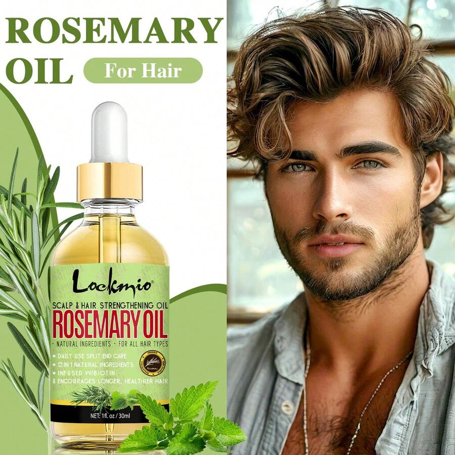 Men's Hair Oil, Rosemary Mint Oil, Rosemary Hair Essence, Strengthens Hair And Scalp, Enriched With Biotin, Lightweight Formula, Nourishing And Moisturizing, Repairs Damaged Roots, Enhances Hair Shine, Rosemary Hair Essence, Daily Essential Oil, Suitable For All Hair Types - Oil - View 1