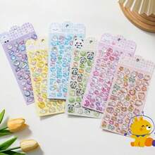 Pegatinas de panda de dibujos animados en 3D con relieve de cristal, pegatinas decorativas lindas para niñas, teléfonos - Multicolor - Ver 19