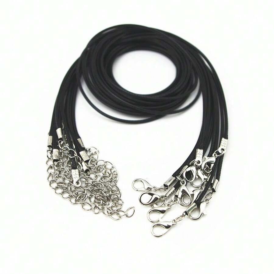 Glory Qin 10pcs Black Leather Necklace Cord Chain 1.5mm 2\ Extension Chain - 18 inch - Xem 1