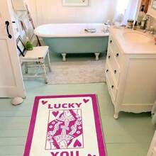 1件秋季地毯，玫瑰红地毯，扑克牌主题，派对拍照道具，装饰地毯，卧室装饰，小地毯，地毯，家居装饰，客厅地毯，客厅小地毯，卧室地毯，客厅家居装饰，户外地毯，可水洗地毯（温馨提示：产品如有异味属正常现象，请放置于通风良好的地方1-3天，异味即可减轻） - 彩色 - 查看 4