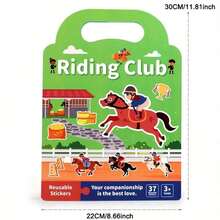 Reusable Children's Sticker Book | Double-Sided Waterproof Design With Animal, Equestrian Club And Sports Themes | Educational Learning Activities | Suitable For Ages 3+ | Diverse Themes, Fun Stickers - Multicolor - View 6