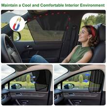 4pcs Magnetic Car Side Window Curtains, Semi-Sheer Sunshade Curtains, Blocking UV Rays And Providing Privacy - Curtain - View 8