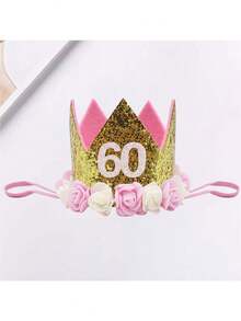 Birthday Party Crown Hat, Handmade Felt Gold 20th Adult Birthday Hat, 30/40/50/60/70 Years Old Birthday Celebration Party Crown Hat, Birthday Party Hat