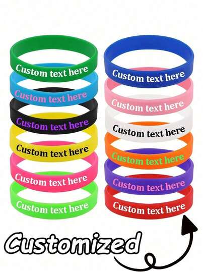 Personalisiertes Silikon-Armband - Armband mit individuellem Text, geeignet für Hochzeiten, Partys, Veranstaltungen, Sport und Wohltätigkeitsaktivitäten; Personalisiertes Silikon-Armband für Wohltätigkeit, Spendenaktionen, Interessenvertretung, Unterstützung von Erwachsenen-Pride-Gummi-Armbändern; Personalisiertes Regenbogen-Armband
