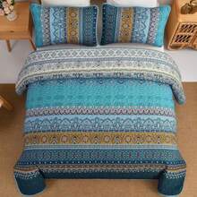 WONGS BEDDING Bohemian Comforter Set, Twin, Full, Queen & King Sizes, 3 Pieces, Lightweight Microfiber Quilt, Bohemian Style, Purple & Blue, All Seasons - 水鴨藍 - 查看 8