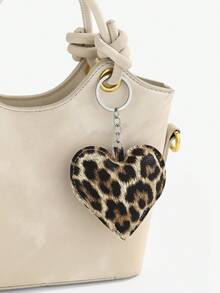 1个DIY手工PU豹纹加厚星星钥匙扣，皮革心形钥匙圈，创意礼物，送给爱人、朋友、女友，节日礼物，手机配件，汽车配件，小礼物 - 彩色 - 查看 10