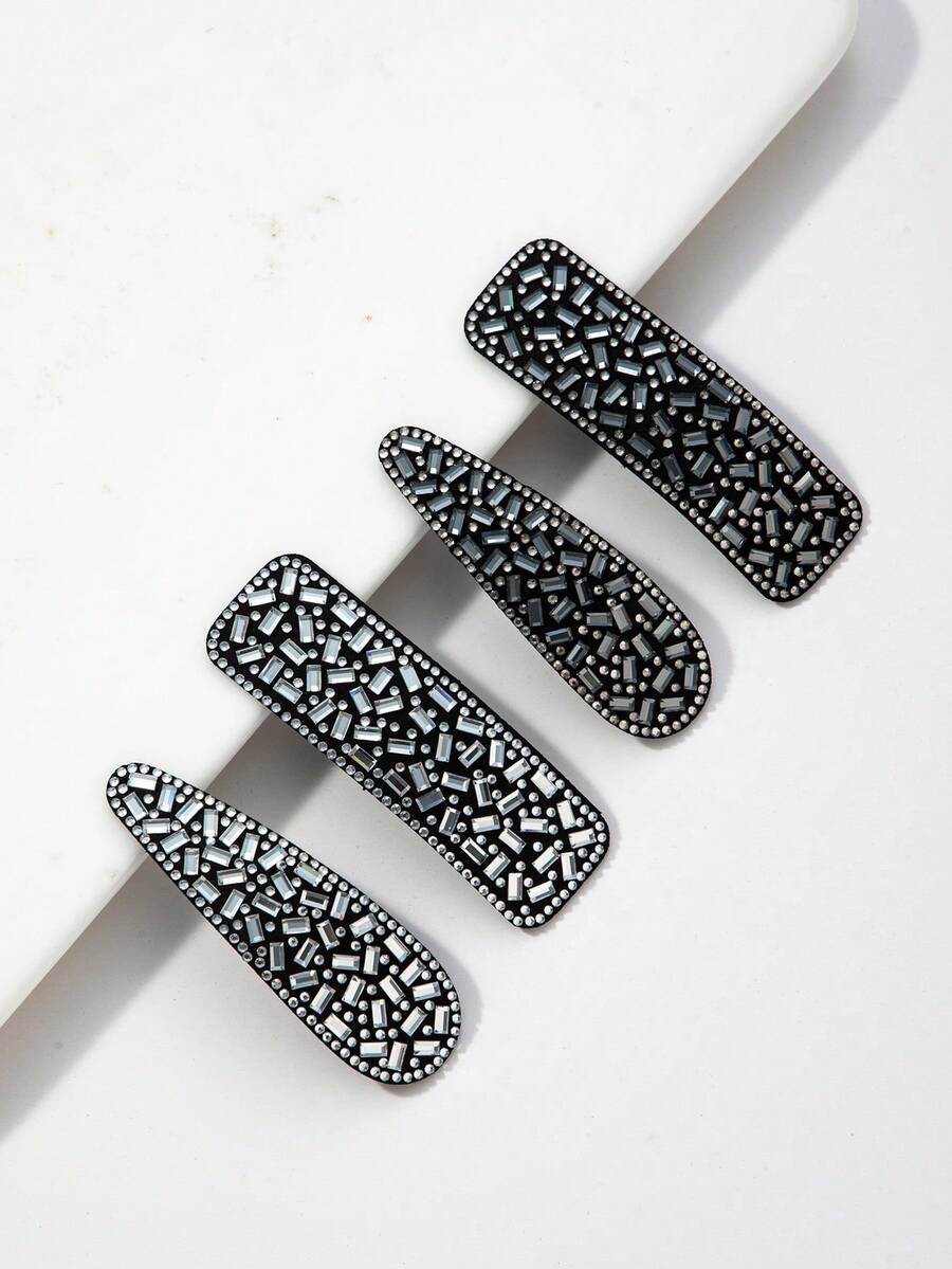 Bộ 4 kẹp tóc nữ đính đá nhiều màu sắc, thích hợp sử dụng hàng ngày và trong các dịp lễ, phụ kiện đội đầu, dự tiệc, phụ kiện tóc cho nữ, kẹp càng cua, kẹp tóc cài, kẹp tóc. - Nhiều màu - Xem 1