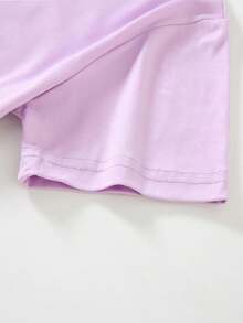 Printed With Disney Mickey Mouse Balloon Popcorn Game Machine Pattern, Officially Authorized By Disney, Round Neck And Short Sleeves For Summer Girls, Carnival, Mother's Day, Mother-Daughter Clothes, Suitable For Daily Wear, Vacation, Outdoor Activities, And Can Also Be Used As Children's Gifts. - Mauve Purple - View 4