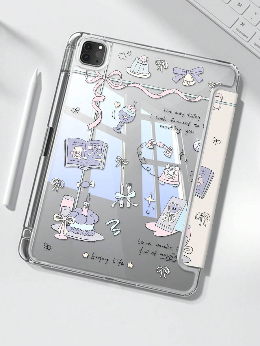 Ốp lưng hai mặt bằng acrylic trong suốt, tinh tế và đáng yêu với họa tiết bánh kem hình chữ cái, ngôi sao, nơ và trái tim, có khả năng chống sốc, tương thích với iPad thế hệ thứ 7, 8 và 10 (10.2 inch). Sản phẩm có khe cắm bút tích hợp và hỗ trợ chức năng bật/tắt màn hình. Đây là món quà lý tưởng cho Ngày Valentine và các ngày lễ. - Nhiều màu - Xem 1