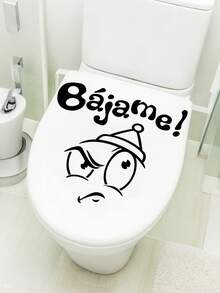 1pc Bajame Funny Expression Toilet Sticker - Add A Humorous Touch To Your Bathroom With This Unique Toilet Lid And Wall Sticker, Bringing A Fun And Quirky Feel! - Fine - View 5
