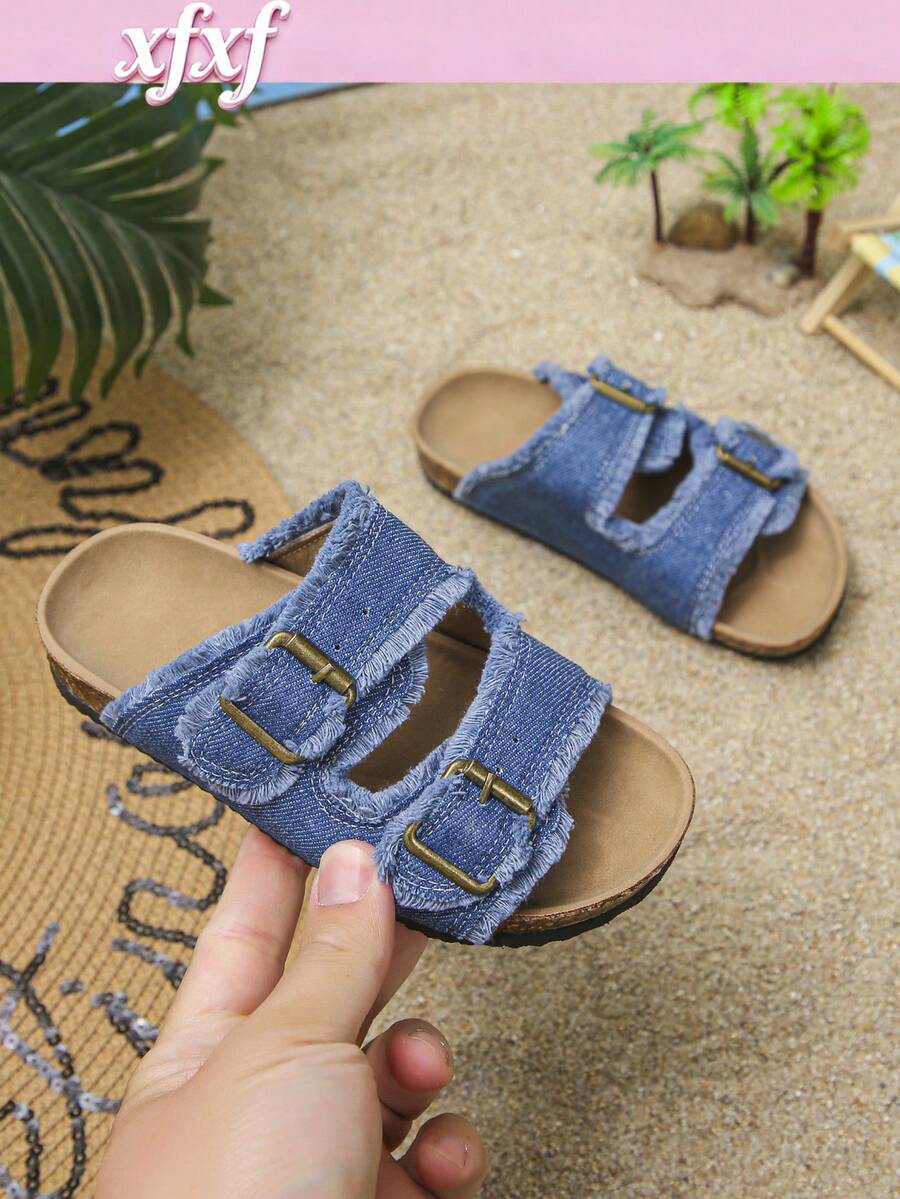 XfxfComfortable Tassel Sandals For Children In Spring And Summer 2026, Suitable For Boys And Girls Aged 3-12 To Wear At Home/School/Parties/Beaches - Blue - View 1