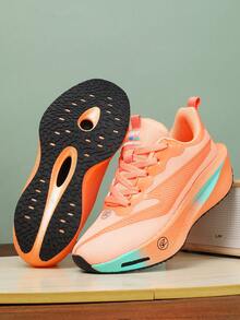 Jifffly 大码轻便透气网面缓震休闲运动鞋，男女款碳板跑步鞋 - 橘色 - 查看 3