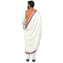 Woven Border Woollen Lohi Meditation Shawl Wrap - Blanco - Ver 4