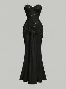 Elegant Sequin Bodycon Party Dress, Chic Sequin Dress For Evening, Wedding, New Year - Black - View 2