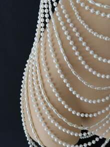 2026 Spring Summer New Pearl Body Chain Women Beach Bikini Layered Tassel Body Jewelry Accessory