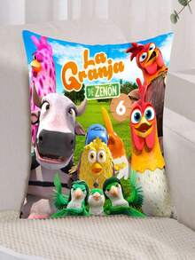 1 Ragland Hard Zenon Cartoon Farm Pillowcase - Double-Sided Printed Plush Pillowcase With Zip Closure, Machine Washable Polyester Material, Vibrant Animal And Farm Scene Design. - trắng - Xem 1