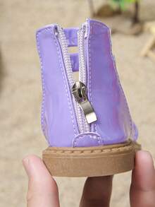 2026 Spring/Summer New Girl's Pearl Sequin Sandals, Double Ankle Strap Flat Roman Sandals, Versatile For Party, Vacation - Mauve Purple - View 7