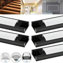 [Led Light Strip Track]10pcs V-Shaped And U-Shaped Led Light Strip Track Systems | 3.3-Foot Right-Angled Triangular Aluminum Profiles,  Lens Caps, Black Extruded Housing Tracks, For Light Strips - Including Mounting Brackets And Screws - Silvery-v - View 5