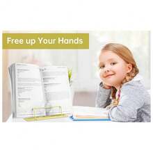 Book Stand Metal Desk Book Holder, Book Holders For Reading Hands Free, Adjustable Cookbook Documents Holder, Portable Bookstand For Music Books, Textbook, Recipe, Tablet, Ipad(Light Yellow) - 淺黃色 - 查看 8