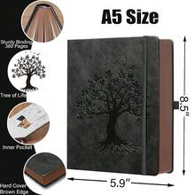 ZXHQ A5 360 Pages Lined Journaling Notebooks With Pen, Journals For Women Men Writing Notebook, Tree Of Life Design, Brown Edge Fine Inner Pocket - Black - 黑色A5襯裡 - 查看 3