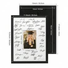 12x16 Signature Picture Frame Board For 5x7 Photo With Signable Mat For Birthday Party Graduation Wedding Guest Book Gold - Black - View 5