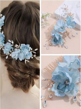 1 st. Ombre-chiffongblomma, gyllene metallblad och strassdekoration för kvinnor, energisk rustik stil lämplig för vardag, fest, bröllopskläder